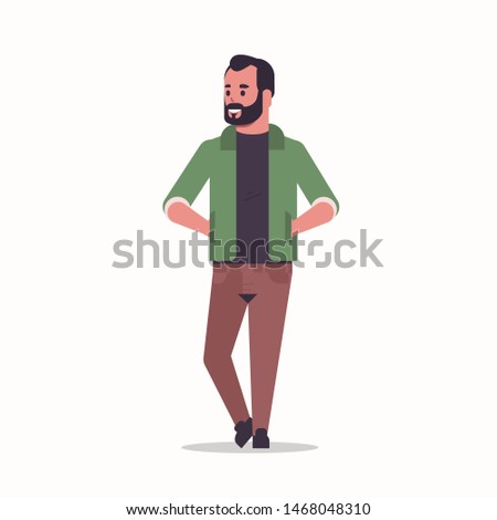 arabic businessman standing pose arab bearded man wearing casual clothes arabian male cartoon character full length flat white background