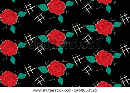 motifs of roses and leaves