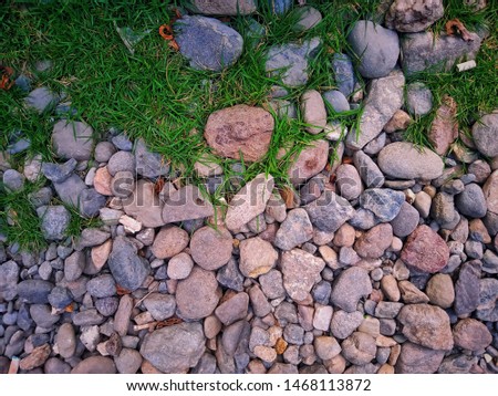 stone background and green grass