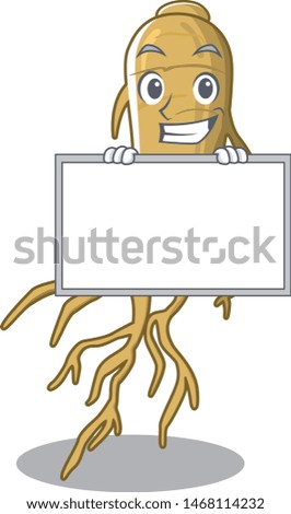 Grinning with board ginseng isolated with in the cartoon