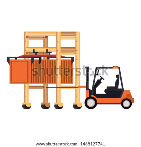 shipping logistic delivery cargo, forklift with merchandise containers cartoon vector illustration graphic design