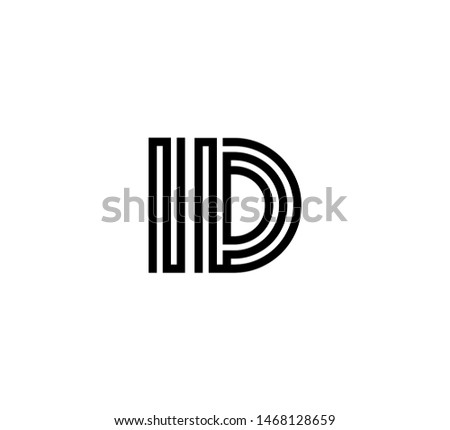 Initial two letter black line shape logo vector ID