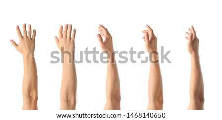 Collage of men showing hands on white background, closeup view  Royalty-Free Stock Photo #1468140650