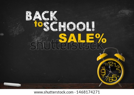 Back to school blackboard with clock, background