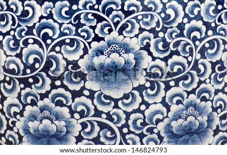 Blue and white porcelain of the flower pattern Royalty-Free Stock Photo #146824793
