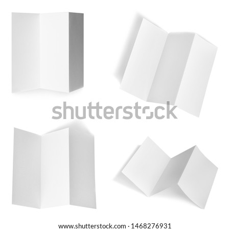 Set of blank brochures on white background. Mock up for design 