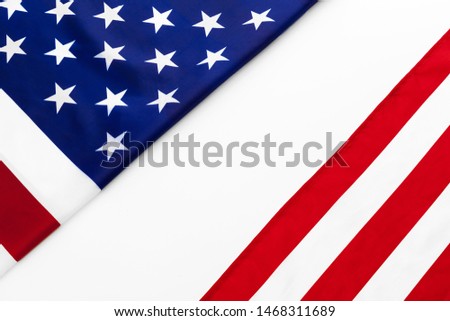 Close up of American flag USA on plain background