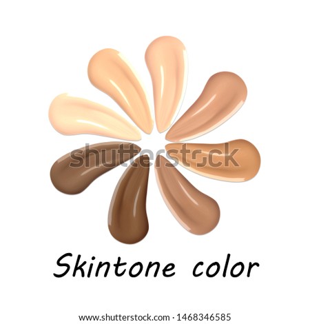 Palette of skin tones. Smears of cosmetic products. Probe corrector, concealer, tonal means. Design element for beauty catalog.