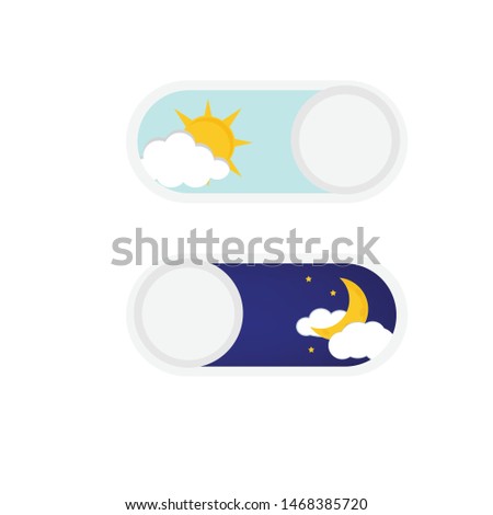 Vector illustration of day and night. Day night concept, sun and moon, day night icon. User Interface element - On Off switcher Royalty-Free Stock Photo #1468385720