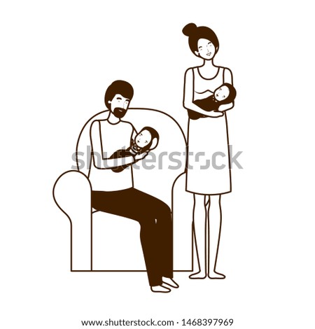 Isolated mother and father with baby design