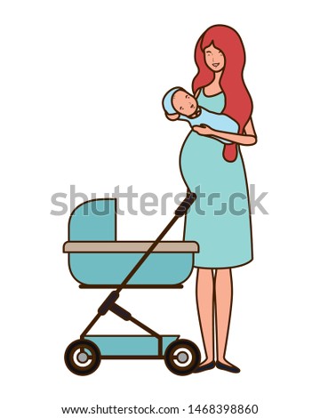 Isolated mother with baby design