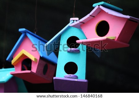 colorful bird house.