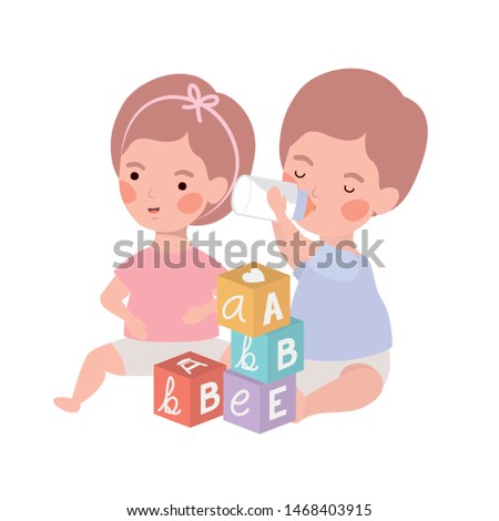Isolated baby boy and girl design