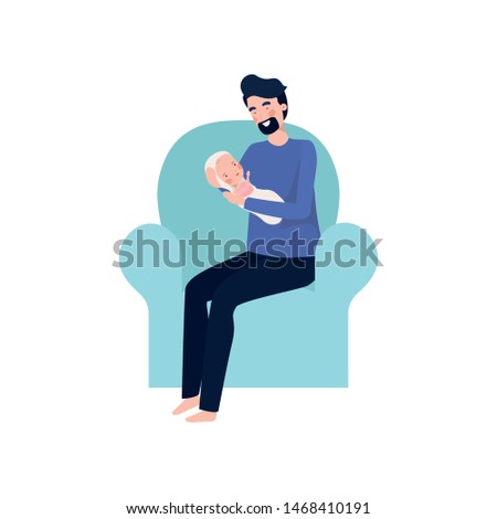 Isolated father with baby design