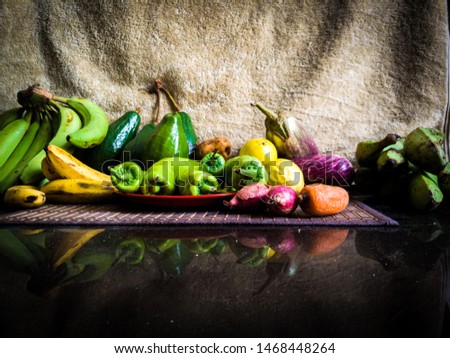 diversity of fruits and vegetables on a table