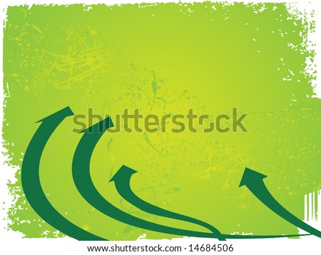 four arrows pointing up on green background, vector illustration
