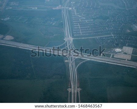 Aerial view of a big highway of Houston Suburban	