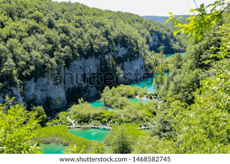 The turquoise waters and waterfalls in Plitvice Lakes National Park - Croatia