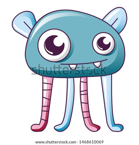 Blue long leg monster icon. Cartoon of blue long leg monster icon for web design isolated on white background