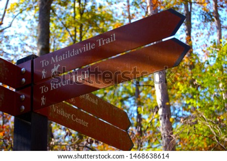 Trail Signs in Great Falls Park, Virginia
