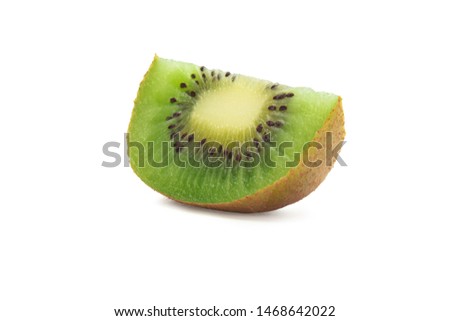 Slice ripe kiwi fruit isolated on white background with clipping path
