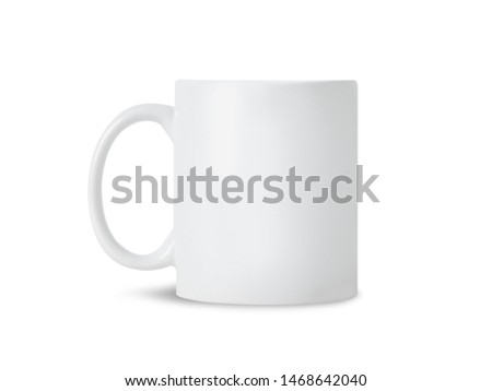 White mug cup mockup for your design isolated on white background with clipping path. Royalty-Free Stock Photo #1468642040