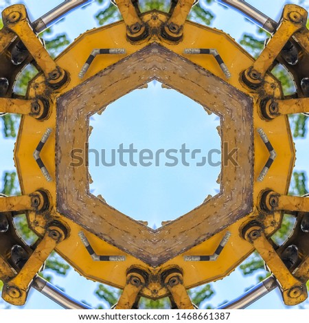 Square frame Circular geometric shape made from a tractor
