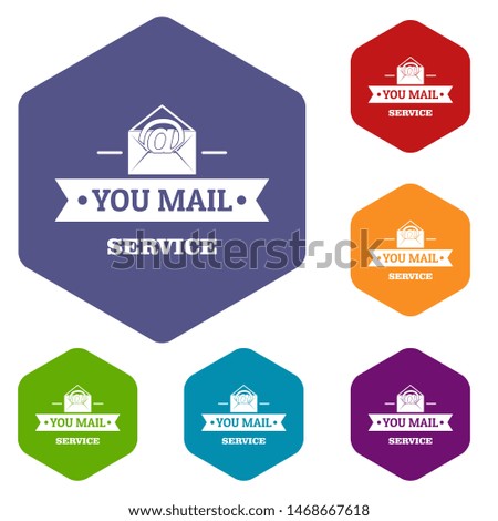 Delivery business icons colorful hexahedron set collection isolated on white