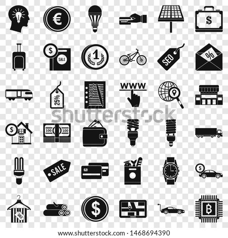Money economy icons set. Simple style of 36 money economy icons for web for any design