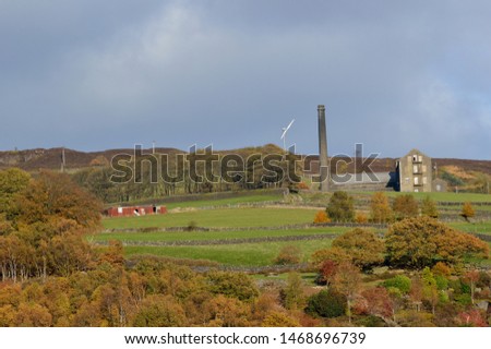 Autumn colours in Hebden Bridge West yorkshire hills Royalty-Free Stock Photo #1468696739