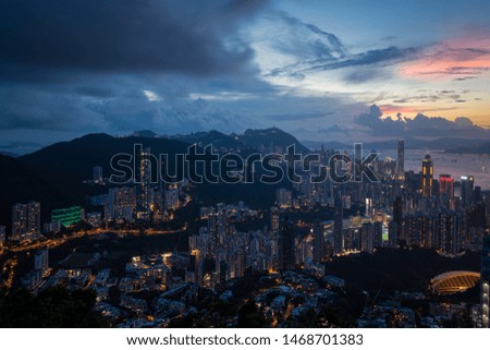 Hong kong cityscape from top view of mountain