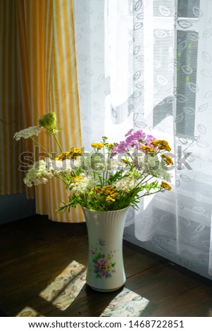 A flower bouquet in an old countryside cottage