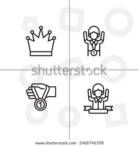 Awards, winning, victory, trophy and rewards outline lineal icon set EPS 10 vector, transparent background.