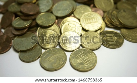 Pile of mixed euro coins background