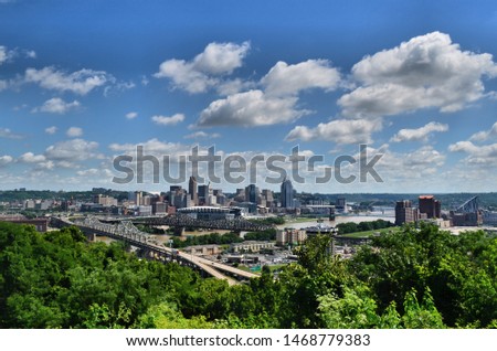 Cincinnati Skyline Ohio River and Bridges