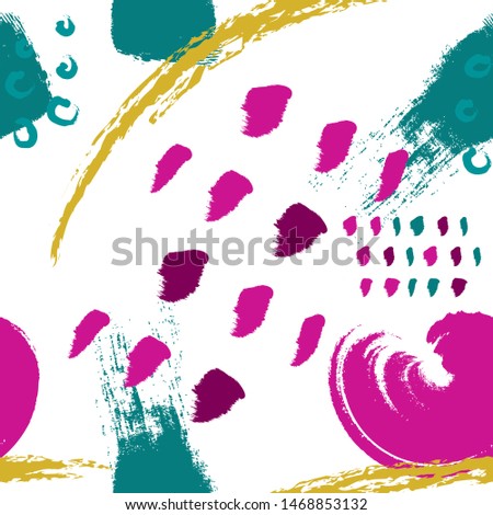 Colored brush stokes seamless pattern vector background. Abstract ornament.