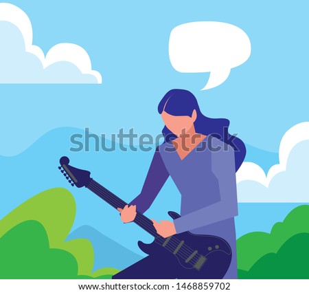 musician man electric guitar playing