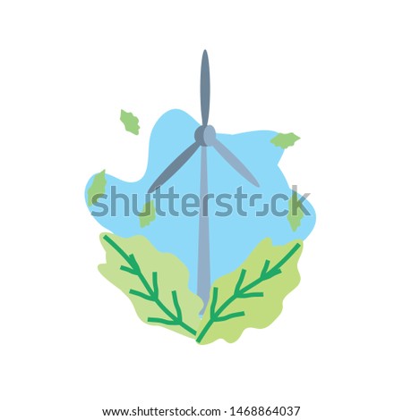 windmill air power with leafs isolated icon