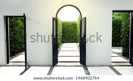 Arch Door, Arch Door Frame With Sunlight, Open Door, Copy Space...,