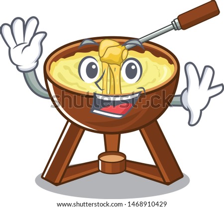 Waving cheese fondue with in mascot shape