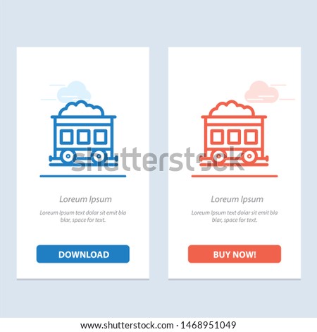 Pollution, Train, Transport  Blue and Red Download and Buy Now web Widget Card Template. Vector Icon Template background