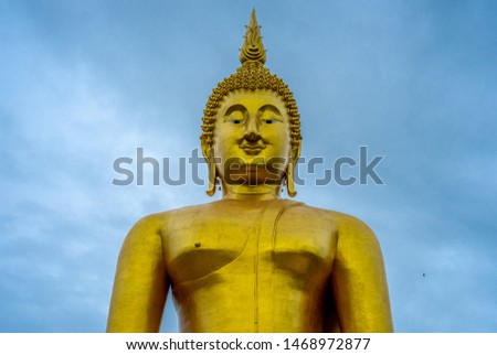 Golden Buddha image in the temple of Thailand
