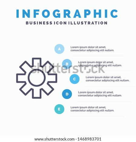 Setting, Cog, Gear Line icon with 5 steps presentation infographics Background. Vector Icon Template background
