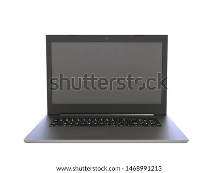 Laptop isolated on a white background. Image with clipping path. 3D rendering.