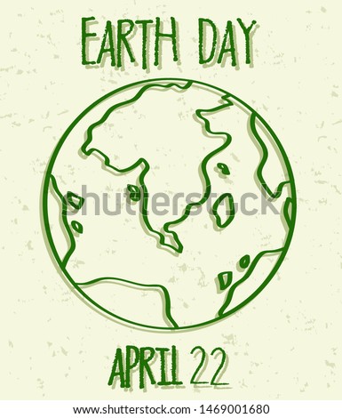 Green outline earth day poster illustration