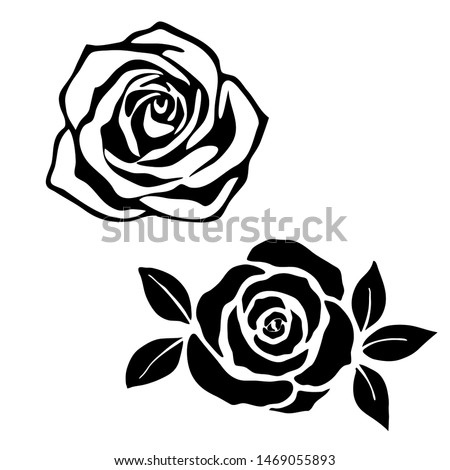 two roses, silhouette. without background, isolated. Clip art for your design