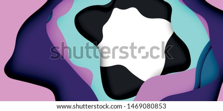 Vector decorative background. Abstract web template with cut out 3d paper abstract waves on light background for decoration design. Abstract geometric frame.