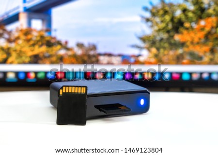 Card reader with computer background