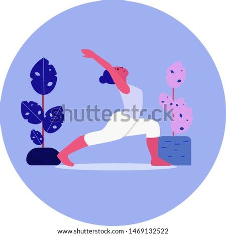 Female yoga. Vector illustration of beautiful flat woman in pose of yoga and meditate.Lifestyle infographics, mental and physical benefits of practice.
