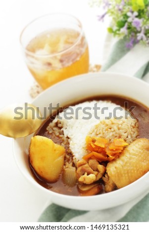 Japanes style, Chicken curry soup and rice